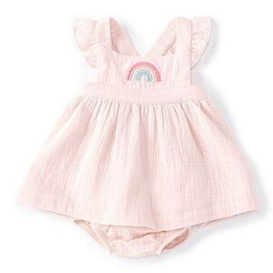 (NWT) Angel Dear organic muslin rainbow pinafore with bloomers